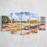 Watercolor Painting Sand Valley Golf Resort V1, Golf Art Print, Mixed 5 Panel, Canvas Prints Wall Art
