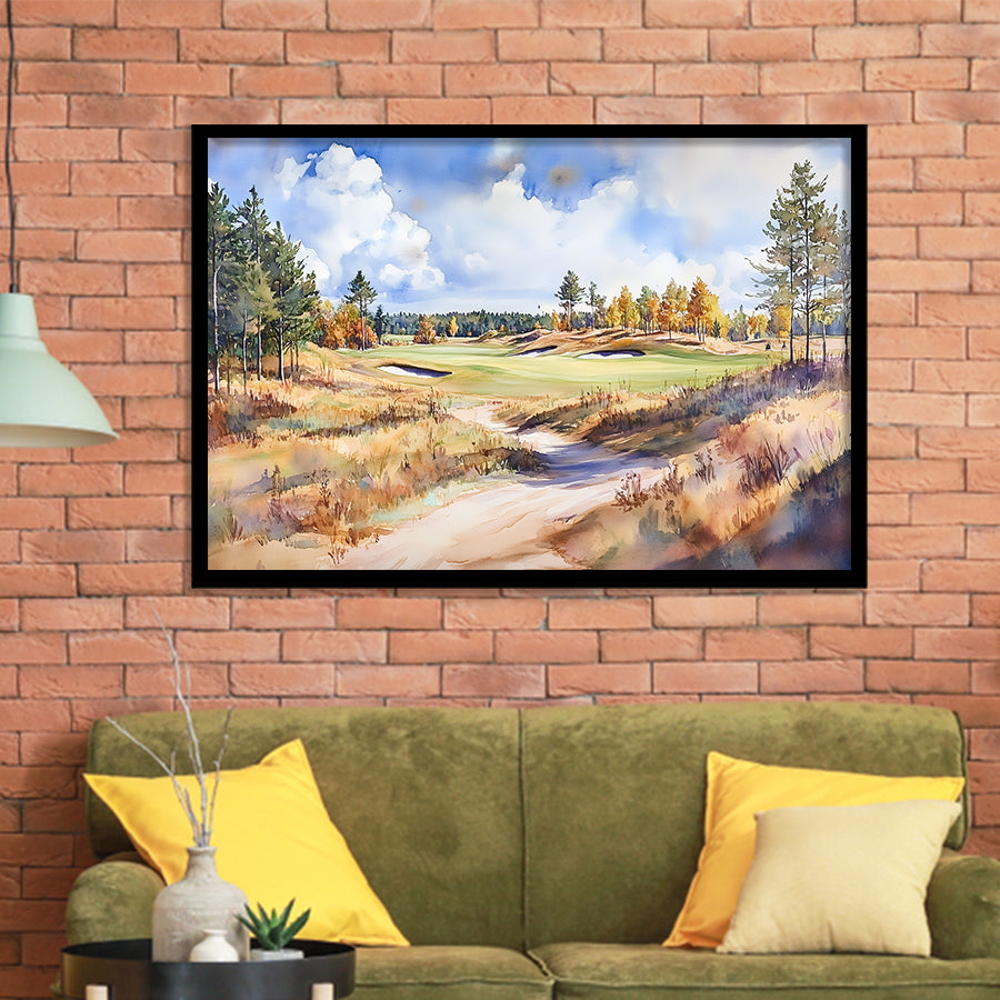 Watercolor Painting Sand Valley Golf Resort V1, Golf Art, Gift for him, Framed Art Prints Wall Decor