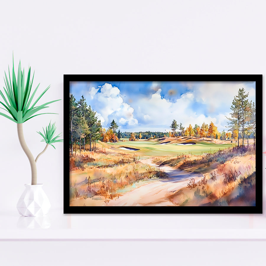 Watercolor Painting Sand Valley Golf Resort V1, Golf Art, Gift for him, Framed Art Prints Wall Decor