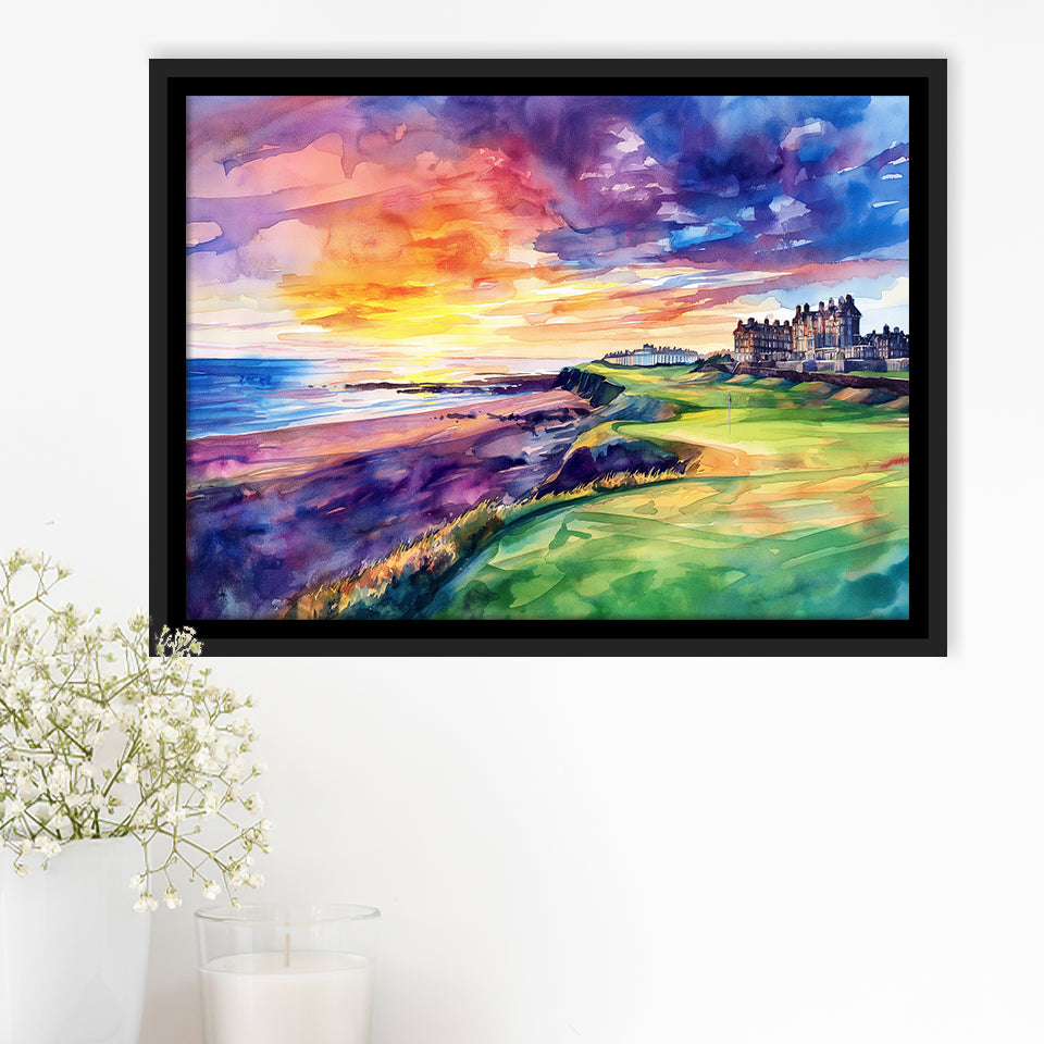 Watercolor Painting St. Andrews Golf Clubold Course V1, Golf Art Print ...