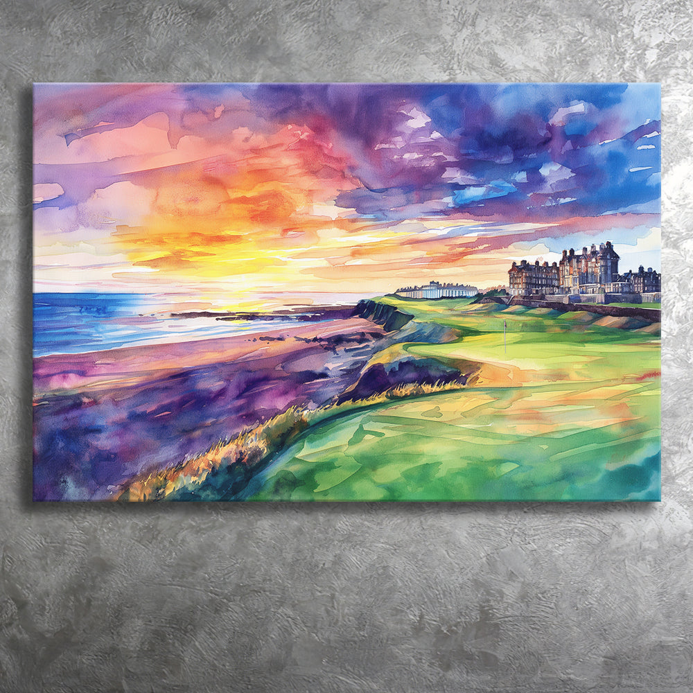 Watercolor Painting St. Andrews Golf Clubold Course V1, Golf Art Print ...