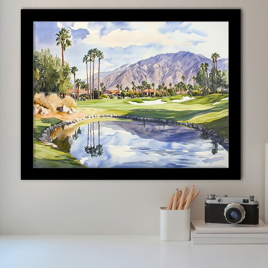 Watercolor Painting Tamarisk Country Club Hole 17 V2, Golf Art, Gift for him, Framed Art Prints Wall Decor