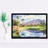 Watercolor Painting Tamarisk Country Club Hole 17 V2, Golf Art, Gift for him, Framed Art Prints Wall Decor