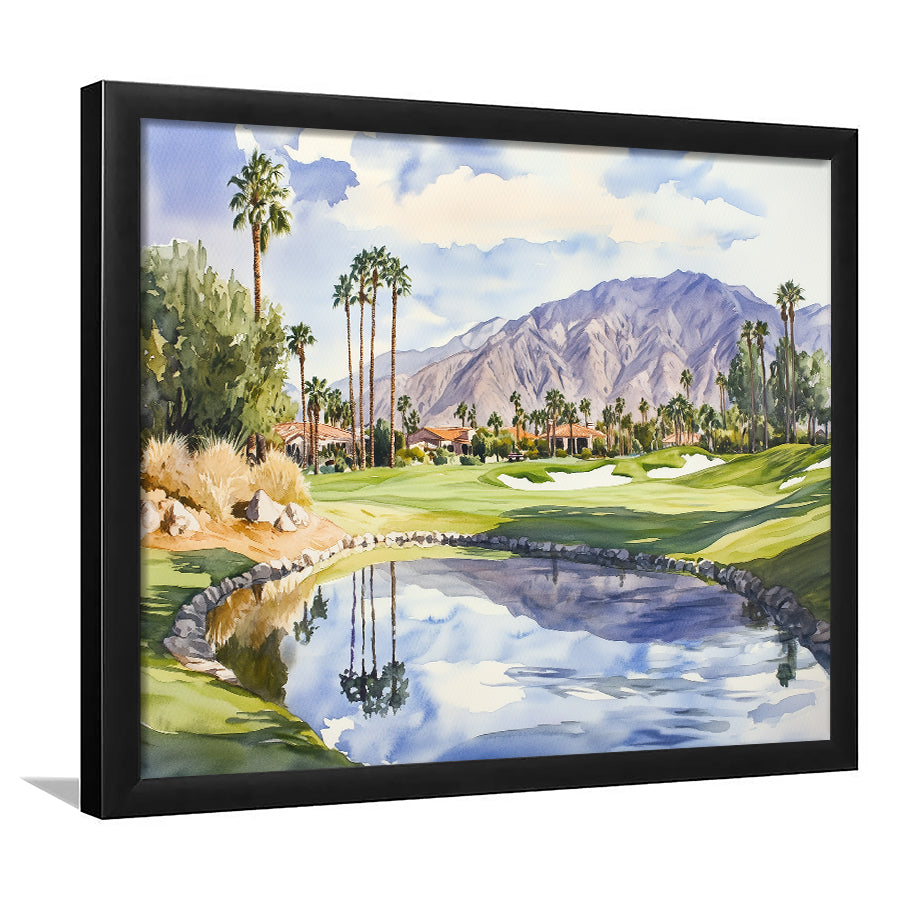 Watercolor Painting Tamarisk Country Club Hole 17 V2, Golf Art, Gift for him, Framed Art Prints Wall Decor