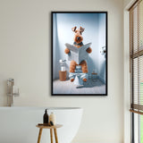 Welsh Terrier Framed Canvas Prints Wall Art, Funny Bathroom Decor, Welsh Terrier In Toilet