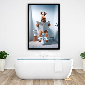 Welsh Terrier Framed Art Print Wall Decor, Funny Bathroom Decor, Welsh Terrier In Toilet