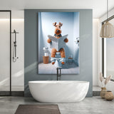 Welsh Terrier Canvas Prints Wall Art, Funny Bathroom Decor, Welsh Terrier in Toilet
