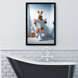 Welsh Terrier Framed Art Print Wall Decor, Funny Bathroom Decor, Welsh Terrier In Toilet