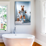 Welsh Terrier Canvas Prints Wall Art, Funny Bathroom Decor, Welsh Terrier in Toilet