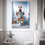 Welsh Terrier Canvas Prints Wall Art, Funny Bathroom Decor, Welsh Terrier in Toilet