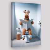 Welsh Terrier Canvas Prints Wall Art, Funny Bathroom Decor, Welsh Terrier in Toilet