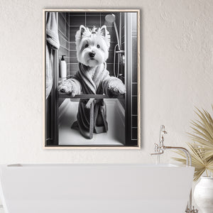 West Highland Terrier Art Framed Canvas Prints Wall Art, Bathroom Framed Art Print, West Highland Terrier Photo