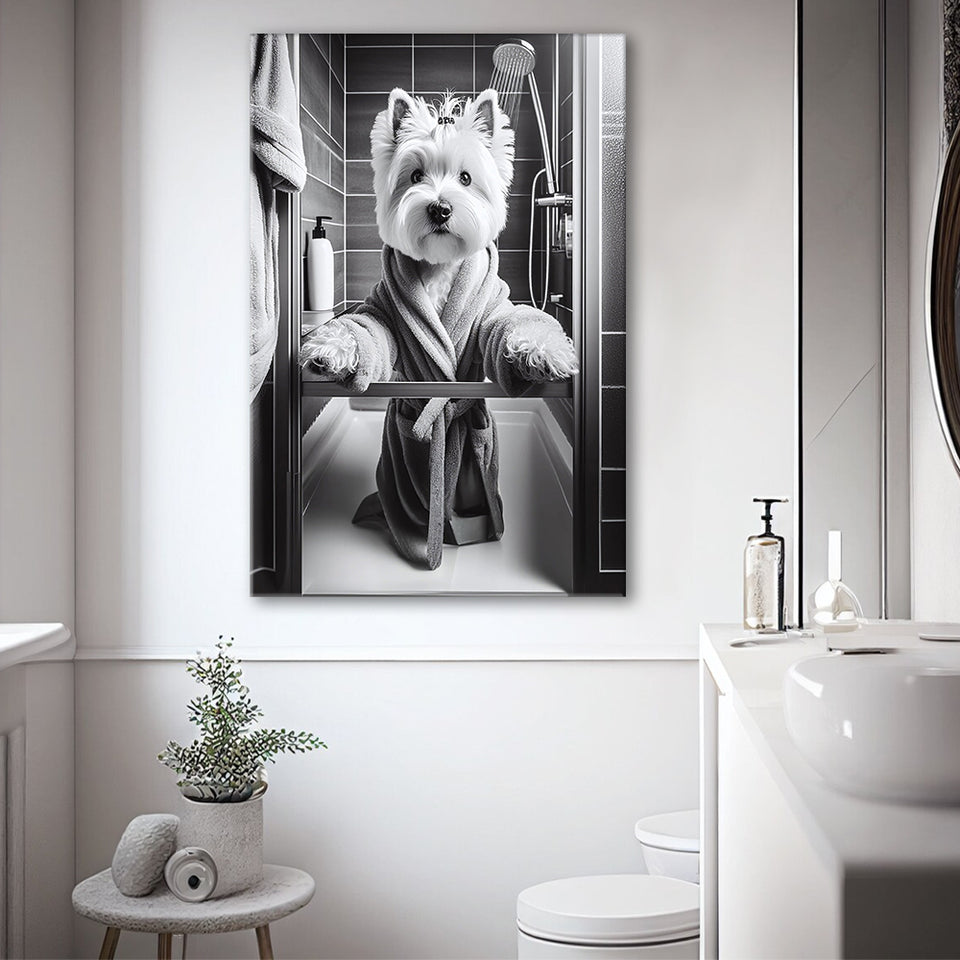 West Highland Terrier Art Canvas Prints Wall Art, Bathroom Art Print, West Highland Terrier Photo