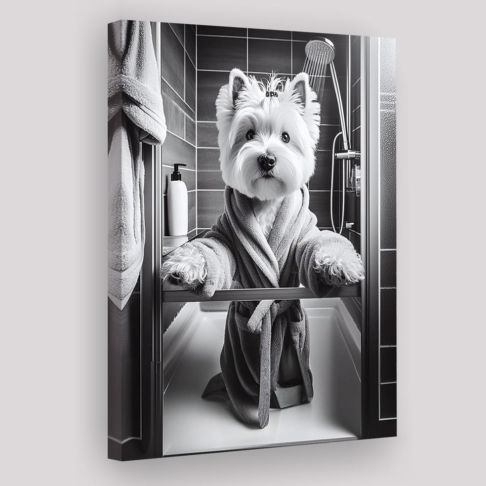 West Highland Terrier Art Canvas Prints Wall Art, Bathroom Art Print, West Highland Terrier Photo