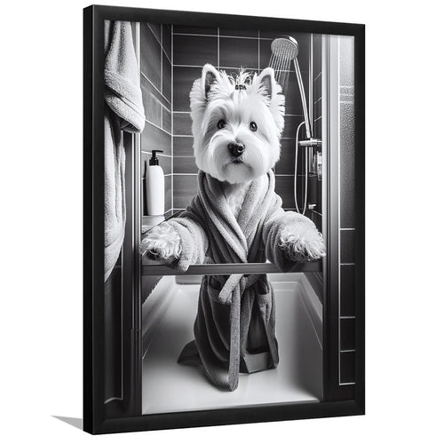 West Highland Terrier Art Framed Art Print Wall Decor, Bathroom Framed Art Print, West Highland Terrier Photo
