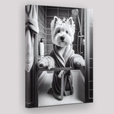 West Highland Terrier Art Canvas Prints Wall Art, Bathroom Art Print, West Highland Terrier Photo