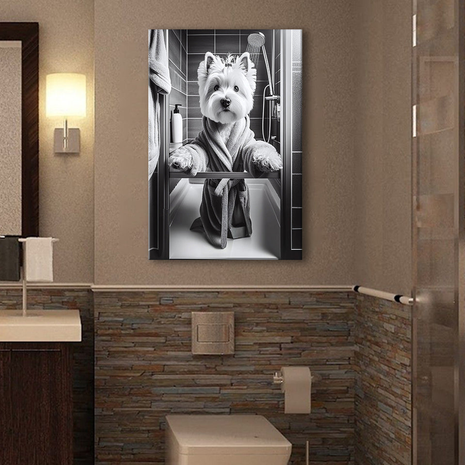 West Highland Terrier Art Canvas Prints Wall Art, Bathroom Art Print, West Highland Terrier Photo