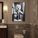 West Highland Terrier Art Canvas Prints Wall Art, Bathroom Art Print, West Highland Terrier Photo