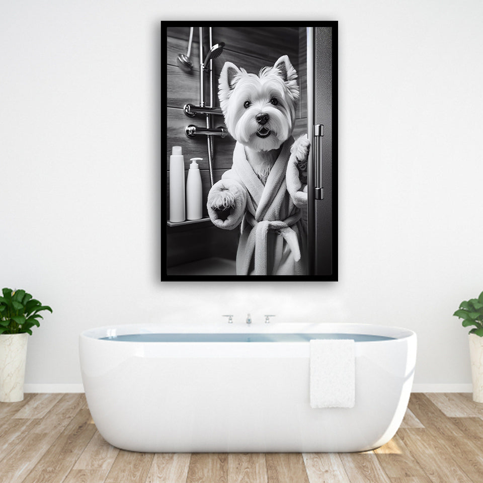 West Highland Terrier Framed Art Print Wall Decor, Bathroom Framed Art Print, Highland Terrier Photo