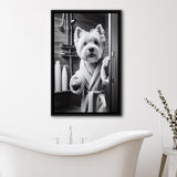 West Highland Terrier Framed Canvas Prints Wall Art, Bathroom Framed Art Print, Highland Terrier Photo