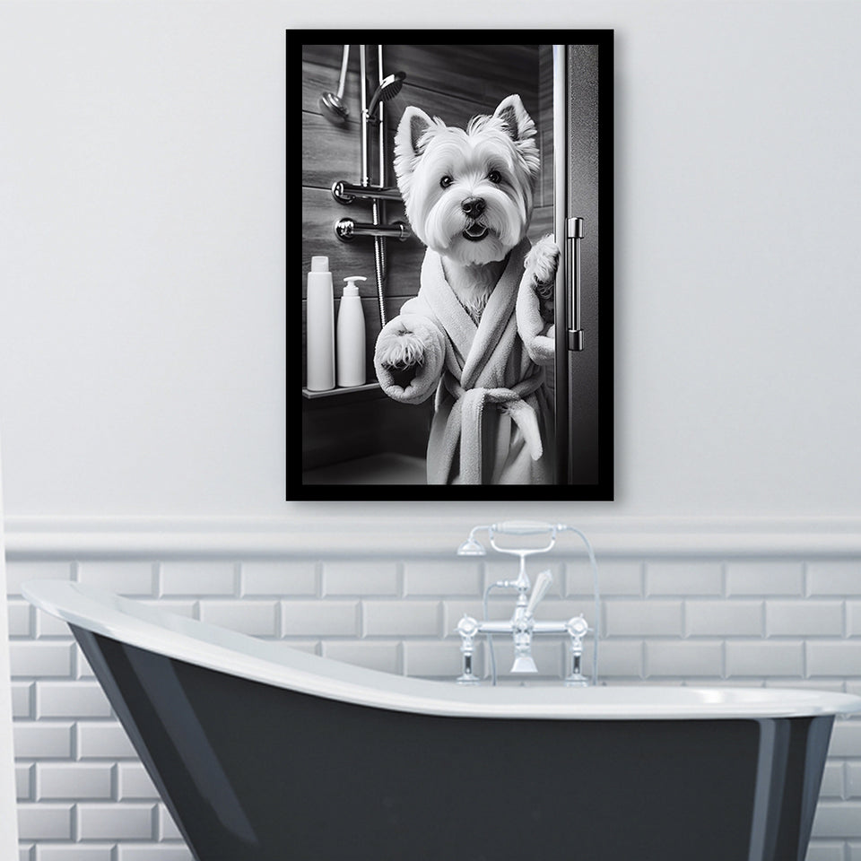 West Highland Terrier Framed Art Print Wall Decor, Bathroom Framed Art Print, Highland Terrier Photo