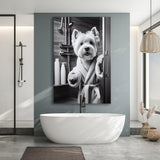 West Highland Terrier Canvas Prints Wall Art, Bathroom Art Print, Highland Terrier Photo