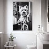 West Highland Terrier Canvas Prints Wall Art, Bathroom Art Print, Highland Terrier Photo