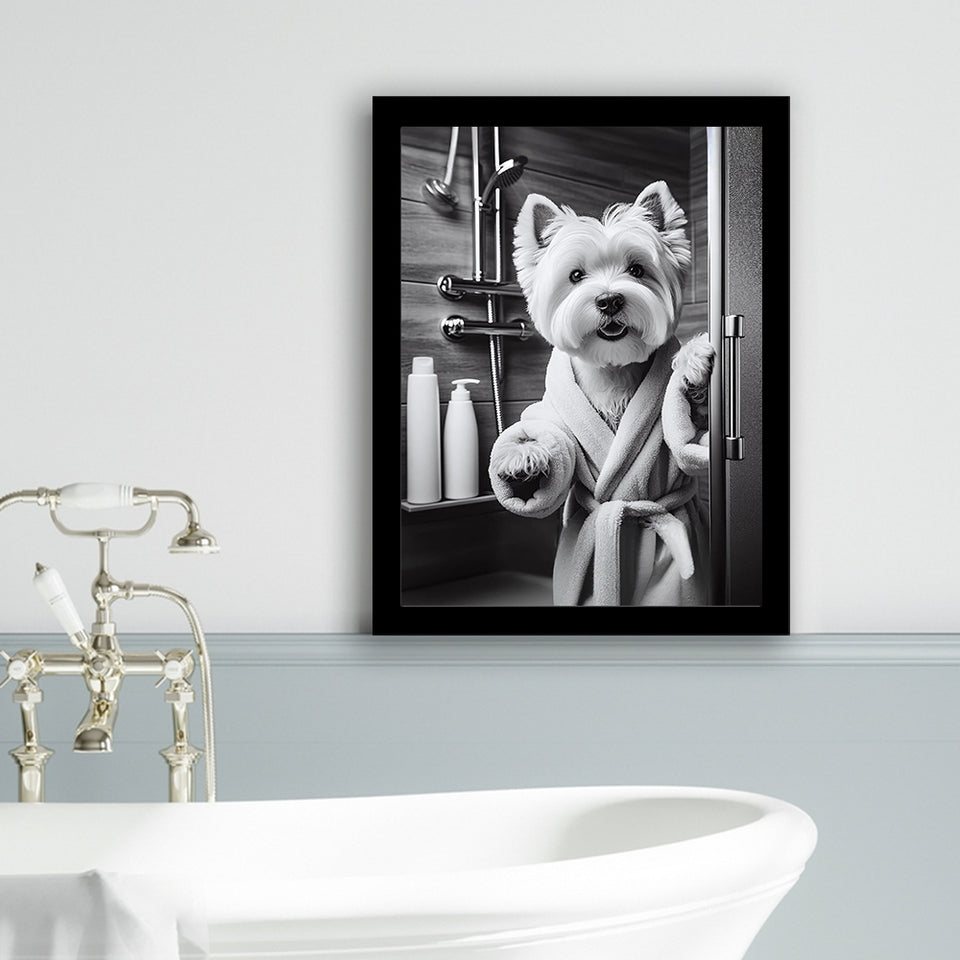 West Highland Terrier Framed Art Print Wall Decor, Bathroom Framed Art Print, Highland Terrier Photo