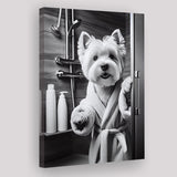 West Highland Terrier Canvas Prints Wall Art, Bathroom Art Print, Highland Terrier Photo