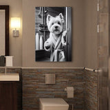 West Highland Terrier Canvas Prints Wall Art, Bathroom Art Print, Highland Terrier Photo