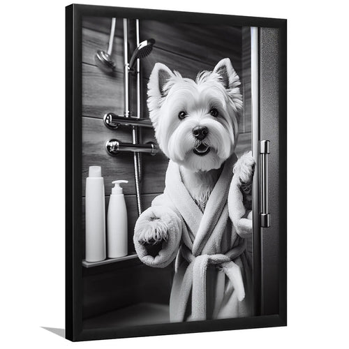 West Highland Terrier Framed Art Print Wall Decor, Bathroom Framed Art Print, Highland Terrier Photo