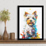 West Highland White Terrier Cute Dog Portrait V1, Framed Canvas Painting, Framed Canvas Prints Wall Art Decor