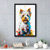 West Highland White Terrier Cute Dog Portrait V1, Framed Canvas Painting, Framed Canvas Prints Wall Art Decor
