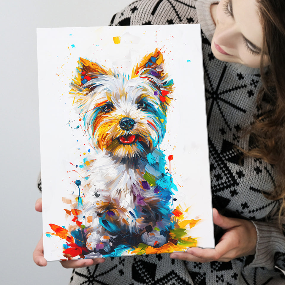 West Highland White Terrier Cute Dog Portrait V1, Canvas Painting, Canvas Prints Wall Art Decor