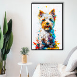 West Highland White Terrier Cute Dog Portrait V1, Framed Canvas Painting, Framed Canvas Prints Wall Art Decor