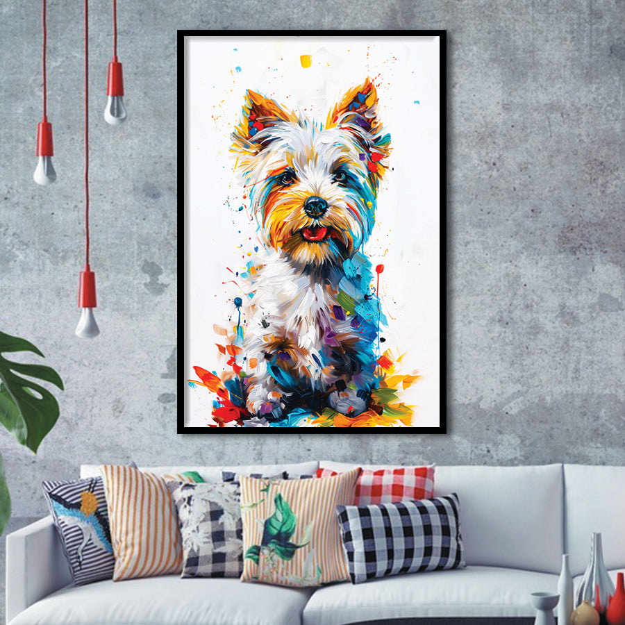 West Highland White Terrier Cute Dog Portrait V1, Framed Art Print Wall Decor, Framed Picture