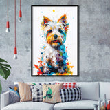 West Highland White Terrier Cute Dog Portrait V1, Framed Art Print Wall Decor, Framed Picture
