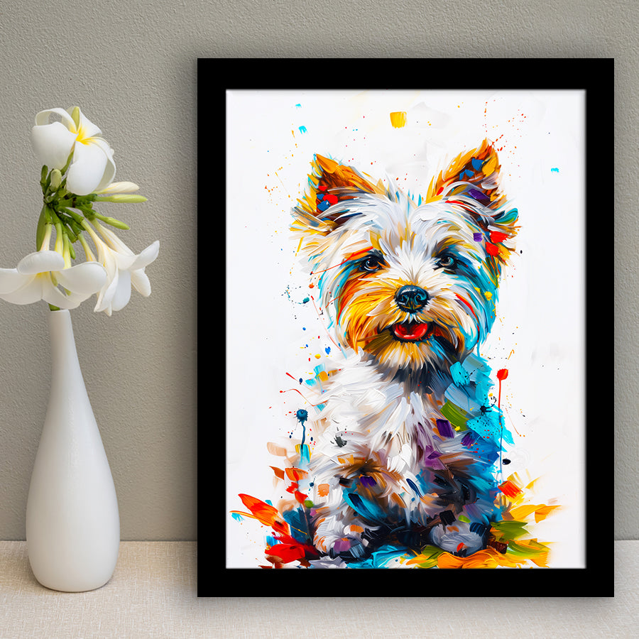West Highland White Terrier Cute Dog Portrait V1, Framed Art Print Wall Decor, Framed Picture