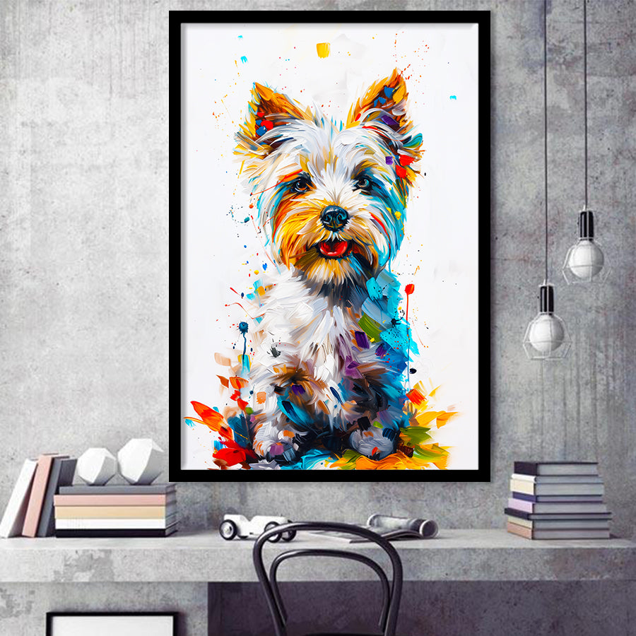 West Highland White Terrier Cute Dog Portrait V1, Framed Art Print Wall Decor, Framed Picture