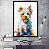 West Highland White Terrier Cute Dog Portrait V1, Framed Art Print Wall Decor, Framed Picture