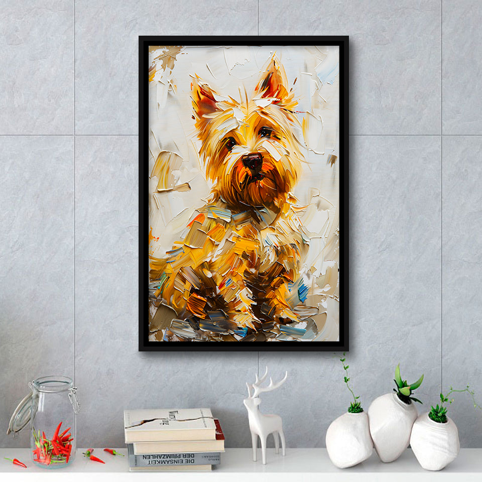 West Highland White Terrier Cute Dog Portrait V2, Framed Canvas Painting, Framed Canvas Prints Wall Art Decor