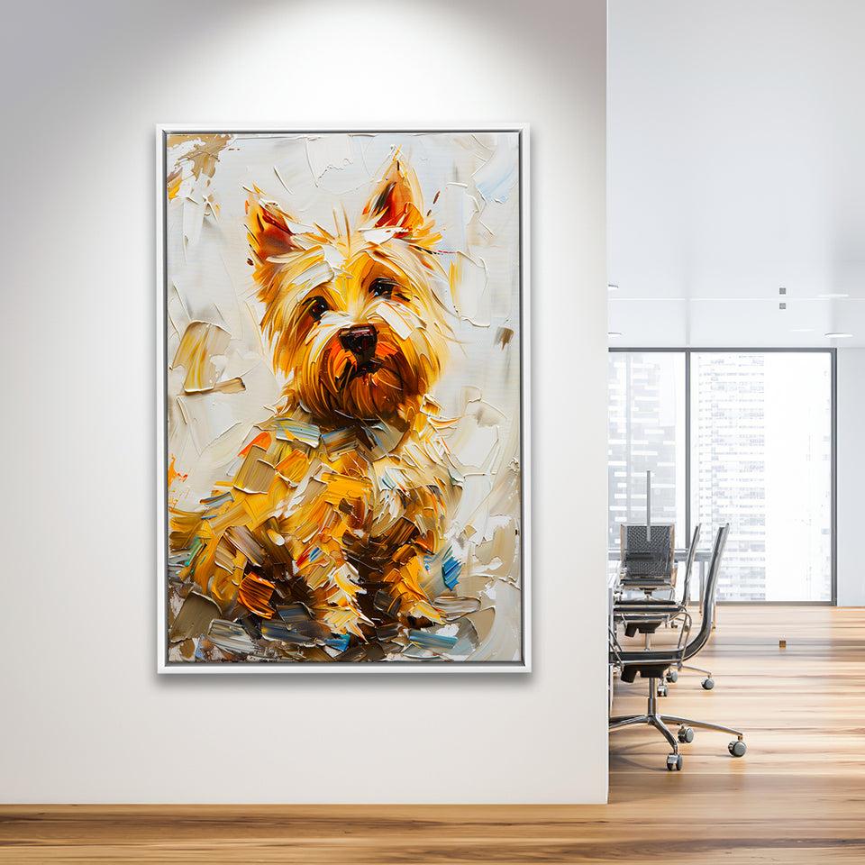 West Highland White Terrier Cute Dog Portrait V2, Framed Canvas Painting, Framed Canvas Prints Wall Art Decor