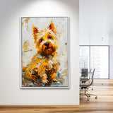 West Highland White Terrier Cute Dog Portrait V2, Framed Canvas Painting, Framed Canvas Prints Wall Art Decor