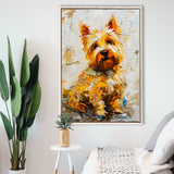West Highland White Terrier Cute Dog Portrait V2, Framed Canvas Painting, Framed Canvas Prints Wall Art Decor