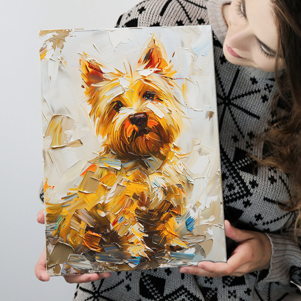 West Highland White Terrier Cute Dog Portrait V2, Canvas Painting, Canvas Prints Wall Art Decor