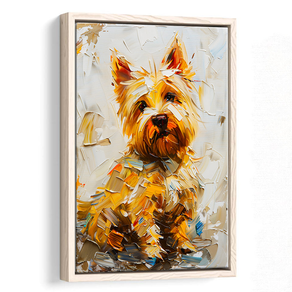 West Highland White Terrier Cute Dog Portrait V2, Framed Canvas Painting, Framed Canvas Prints Wall Art Decor