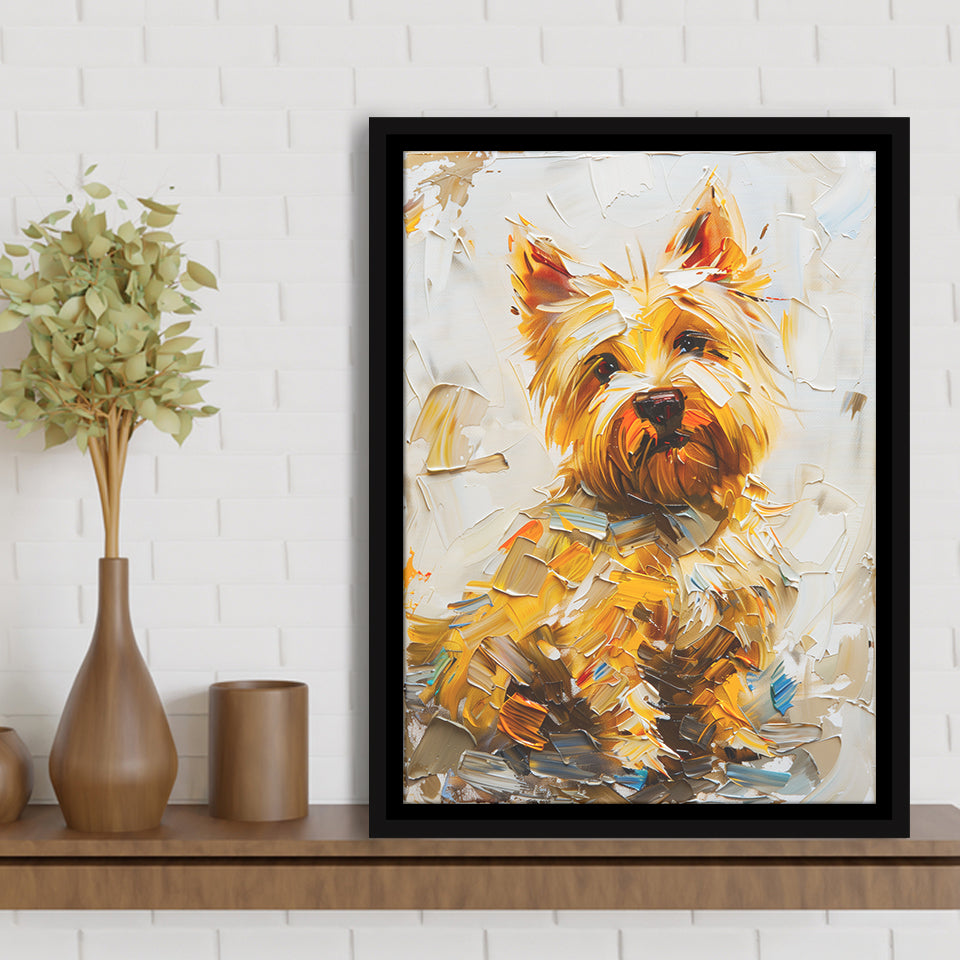 West Highland White Terrier Cute Dog Portrait V2, Framed Canvas Painting, Framed Canvas Prints Wall Art Decor