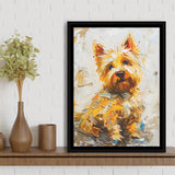 West Highland White Terrier Cute Dog Portrait V2, Framed Canvas Painting, Framed Canvas Prints Wall Art Decor