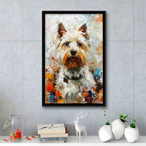 West Highland White Terrier Cute Dog Portrait V3, Framed Canvas Painting, Framed Canvas Prints Wall Art Decor