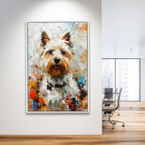 West Highland White Terrier Cute Dog Portrait V3, Framed Canvas Painting, Framed Canvas Prints Wall Art Decor